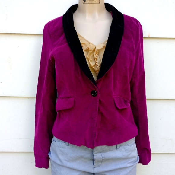 Purple and Black Velvet Jacket - Picture 1 of 5